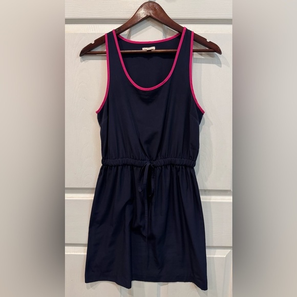 GAP Dresses & Skirts - GAP Navy Blue Sleeveless Dress Hot Pink Contrast Trim Drawstring Waist Womens XS